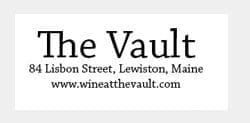 Wine Vault logo with street address and website URL beneath.